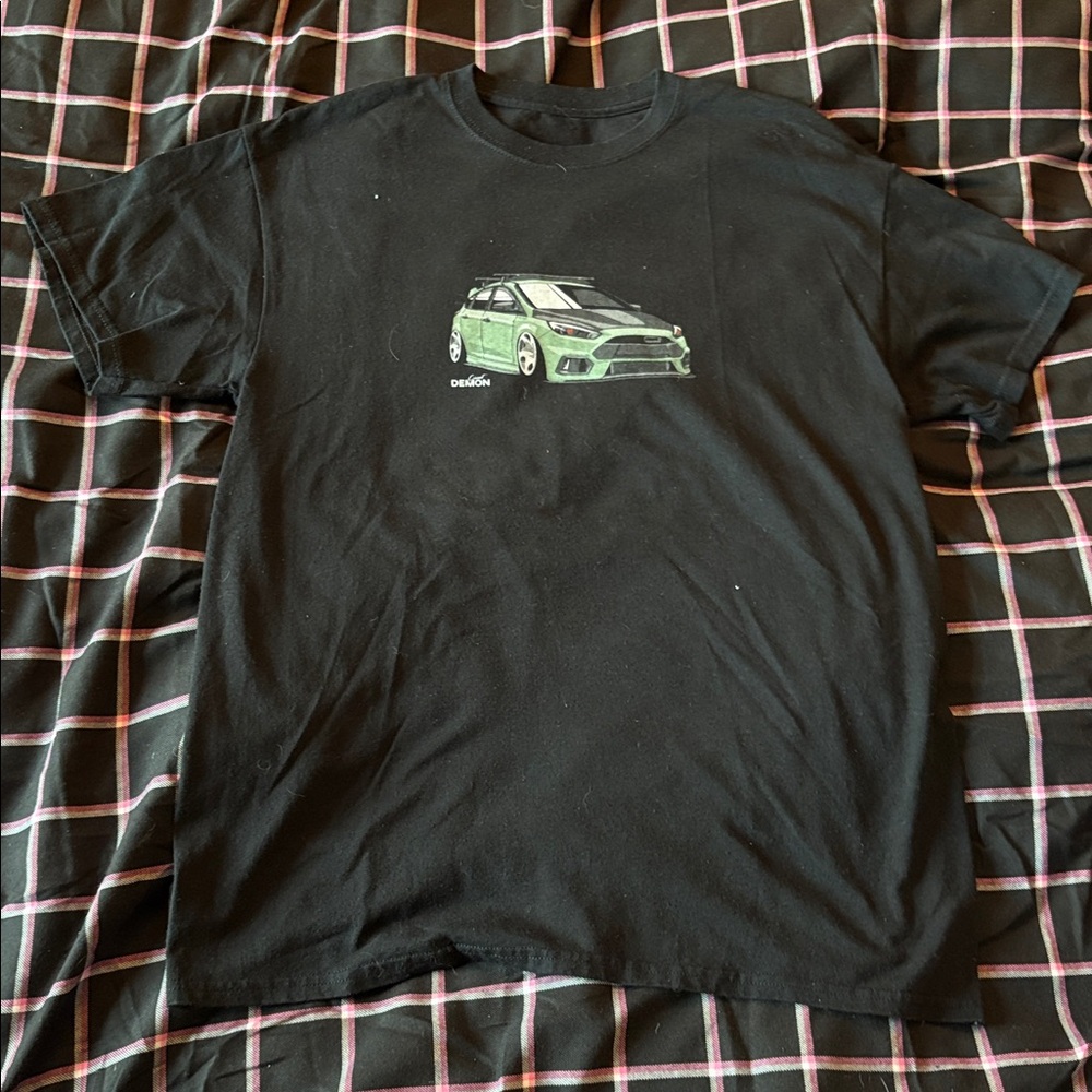 Black T-Shirt with Car Graphic